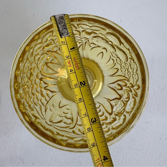 Vintage 1960's AVON Yellow Glass Compote Egg Shaped Floral Lidded Candy Dish 6" - Picture 11 of 15